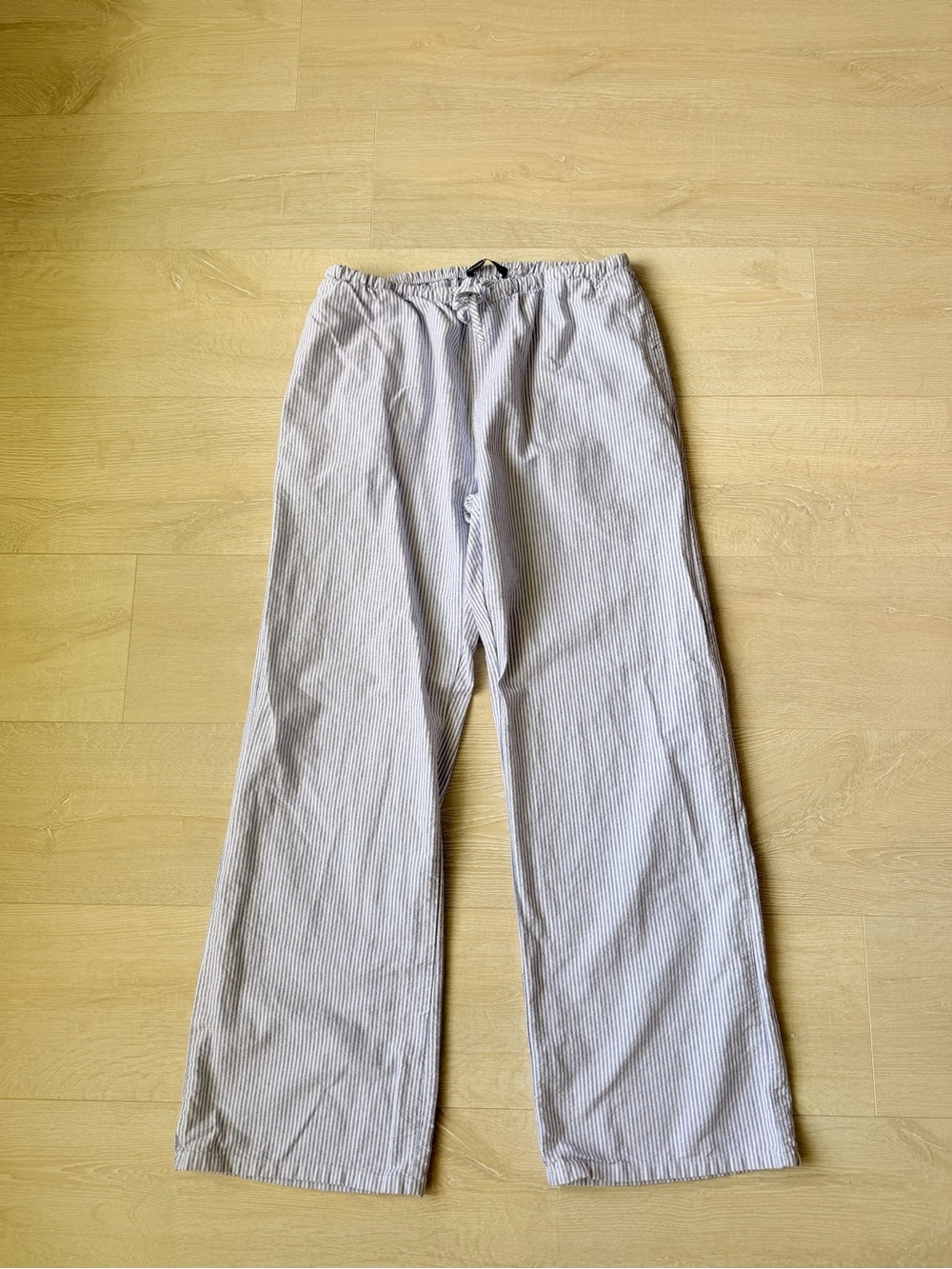 Brandy Melville Blue & White Pinstripe Wide-Leg Trousers